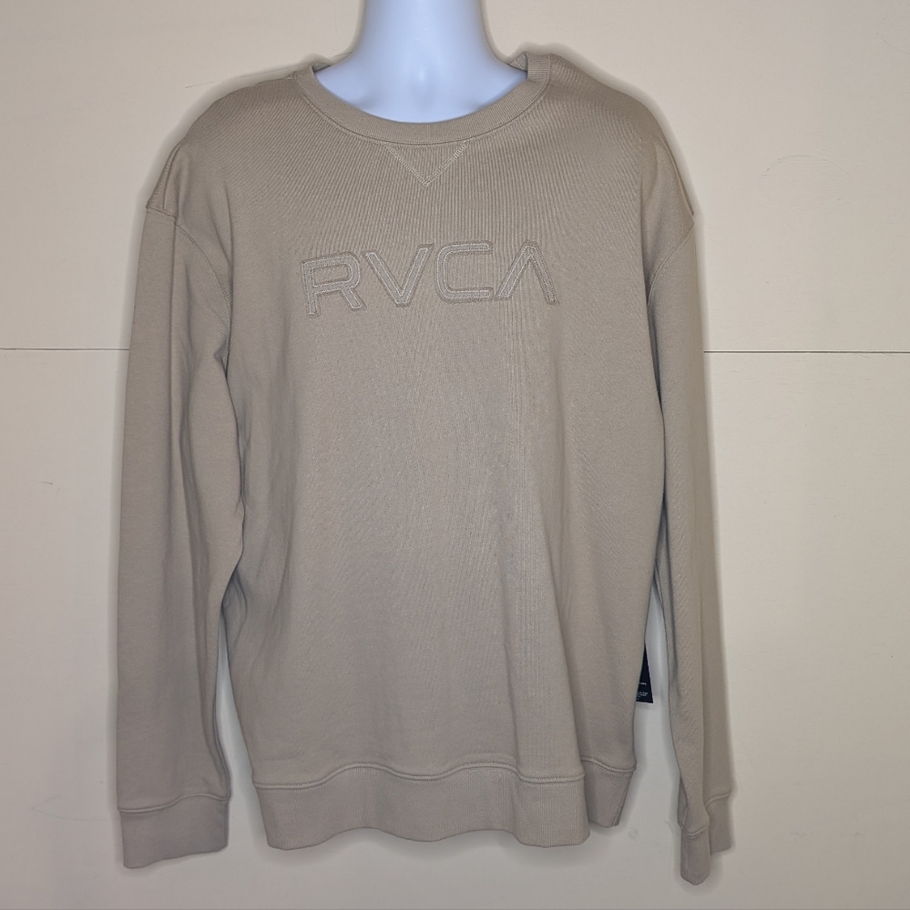 NWT RVCA Crewneck Sweatshirt Terry Cloth Tan